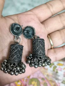 Silver Jhumka Earrings