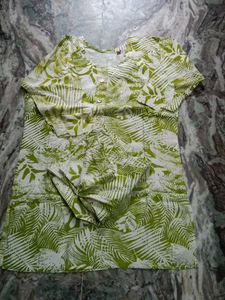 Green Leaf Print Kurta Set