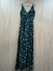 Berrylush Green &amp; Off White Floral Print MaxiDress