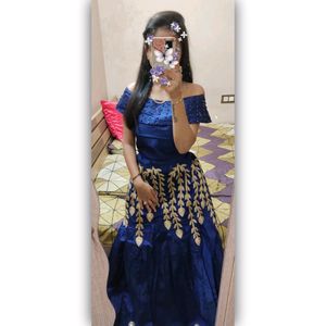 Radiant in Navy Our Off-Shoulder Pearl Bliss