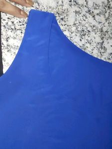 Blue And Black Short Dress Stretchable Fabric