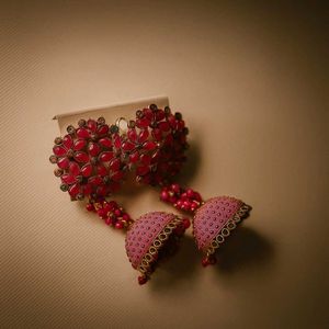 Pink Long Jhumkas