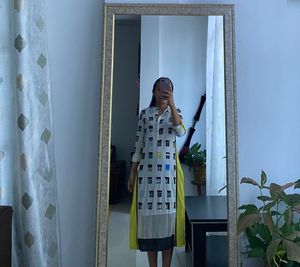 Window Print Midi Dress