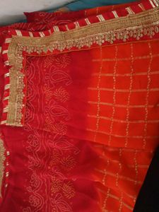 Red &amp; Orange Ombre Saree