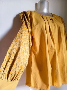 Used Yellow Pleated Top