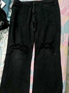 Ripped Black Wide Leg Jeans