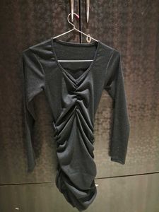 V Neck Black Bodycon Dress