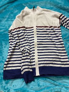 Striped Zip-Up Sweater + free gift