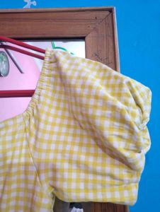 Yellow gingham mini dress