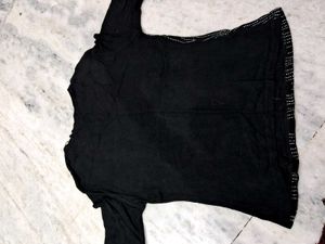 Black  Woolen Top With Sequence Work 💞