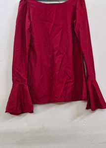 Red Velvet Flared Sleeve Top