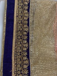 Peach &amp; Blue Saree with Blouse