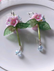 Hydrangea Blooms Hoop Earrings