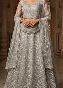 Stunning Silver Bridal Lehenga Choli