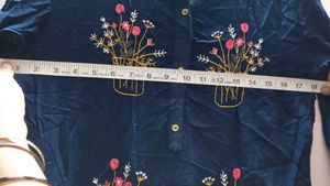 Navy Blue Embroidered Kurti