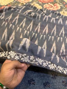 Grey georgette Saree with satin blouse