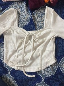 Cute White Long Sleeve Top