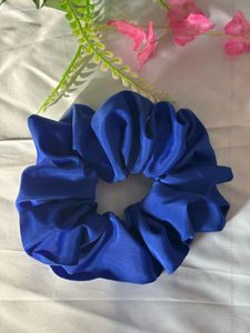 Handmade Blue Pearl Hair Bow Clip With Scrunchie