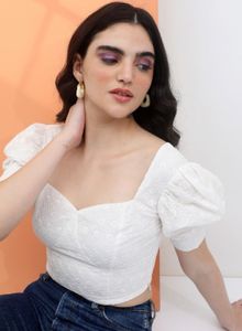 Elegant White Sweetheart Crop Top