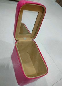 Pink Faux Croc Makeup Train Case