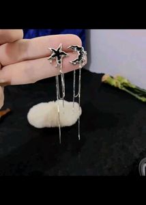 Chain Tassel Moon and star earrings