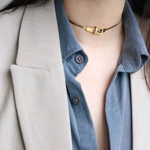 Gold Herringbone Belt Buckle Necklace