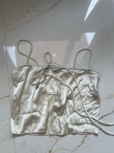 Champagne Satin Backless Top