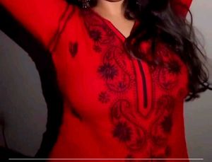 Red Cotton Chikankari Embroidery Kurti