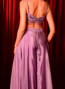 Embroidery Straps Crop Top Plazzo And Dupatta