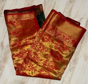 Elegant Red & Gold Saree