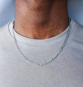 Silver-Tone Stainless Steel Figaro Chain Necklace