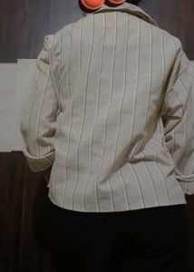 Striped Beige Button-Down Shirt