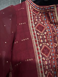Maroon &amp; Gold Print Kurti