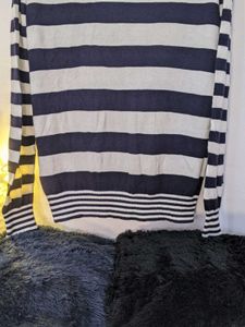 Navy Blue And White Strip Korean Style Sweater