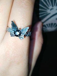 Butterfly Ring with Black Stone