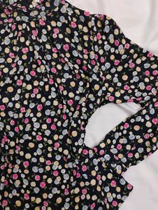Floral Print Mock Neck Blouse