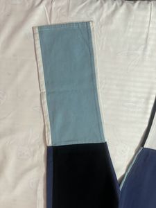 colour block wide leg jeans