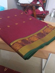 Elegant Maroon &amp; Gold Saree