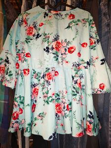 Floral Print Flared Sleeve Top 34 - 36 inches