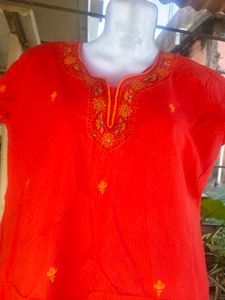 Red Embroidered Kurta and salwar