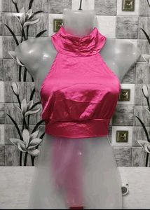 Pink Halter Neck Sleeveless Top