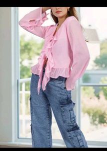 Pink Ruffle Detail Top - New with tag.