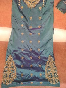 Teal Embroidered Indian Kurti