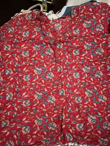 Sangria Floral Print  Kaftaan Set - Size XXL