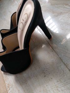 4 Inch High Black Stiletto Mules