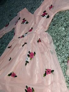 Pink Floral Embroidered Dress
