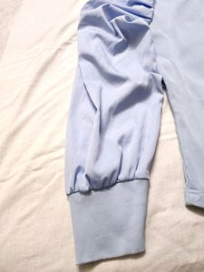 Untouched  Cotton Ribbed Puff Sleeves Lavender Top