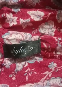 Women Cotton Red Knee Length Skirtplazo