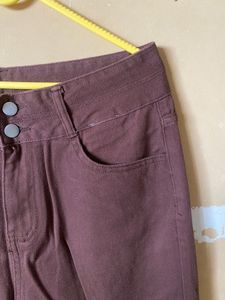 High Waist Straight Leg Brown Jeans