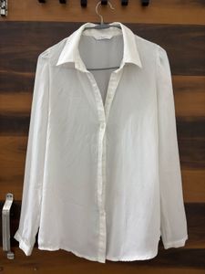 White Sheer Button-Down